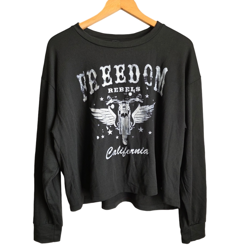 Cicle X Freedom Rebels California Black Graphic Sweatshirt Motorcycle Size L